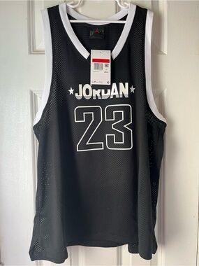 Jordan Black & White 23 Mesh Basketball Jersey